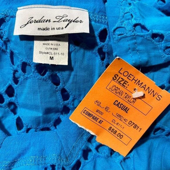 NWT Womens Jordan Taylor Aqua Blue Semi-Sheer V-Neck Swim Cover-Up Tunic Top M * - Picture 9 of 9